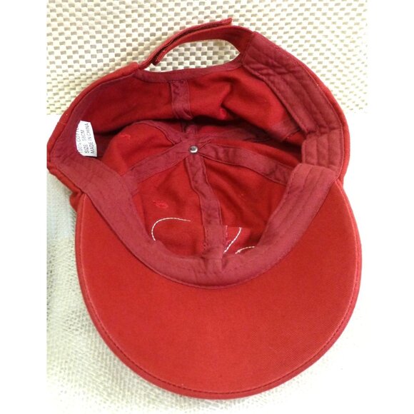Distressed Red Ireland Baseball Cap With Embroidered Shamrock & Adjustable Strap - Picture 6 of 7